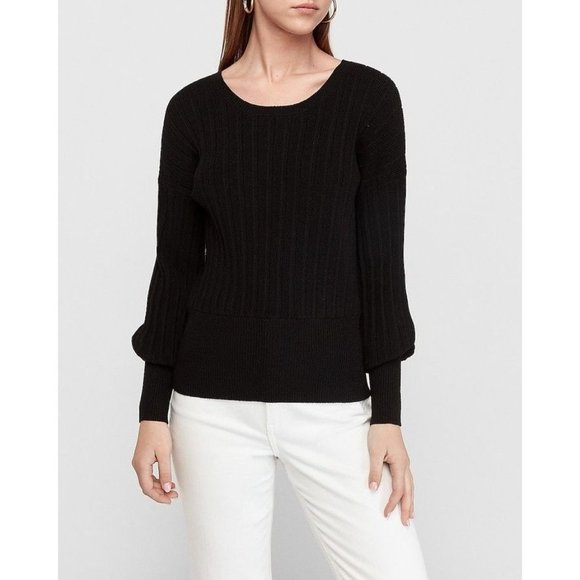 Express Ribbed Blouson Sleeve Sweater M - Picture 1 of 5
